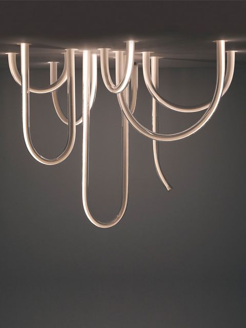 Chandelier Simplicity Linear Style with Spiral Acrylic LED Flexible Tube Suspension Lighting in Ceiling