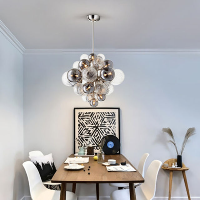 Nordic light luxury glass chandelier lighting bedroom