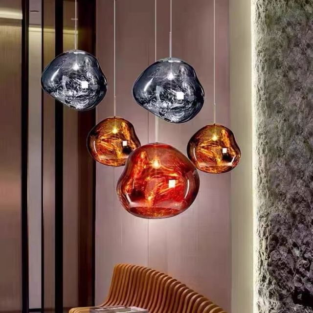 Modern Minimalist Glass Irregular Shape Ceiling Hanging Lamp Fixture Contemporary Decoration Chandelier