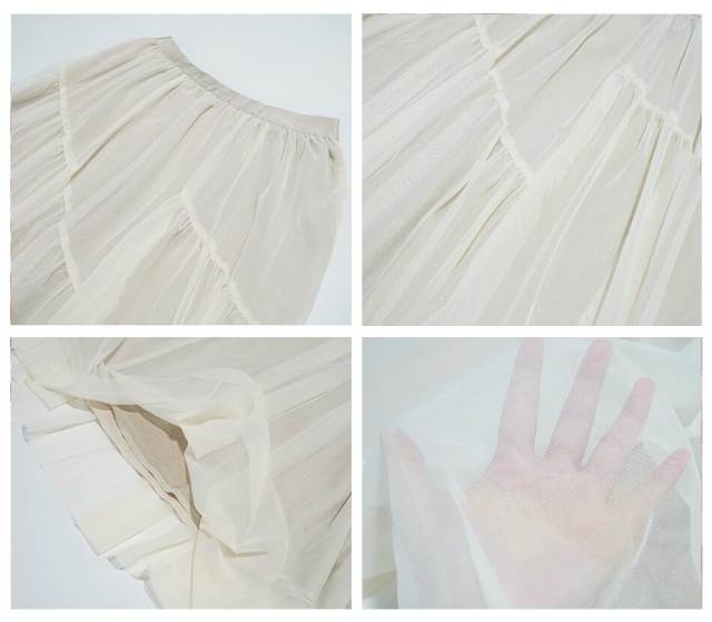 High Elastic Waist Pleated Chiffon A-line Skirt