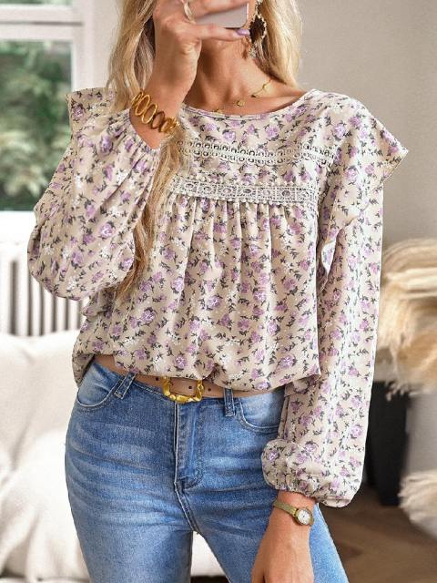 Loose Fly Sleeve Floral Long Dress