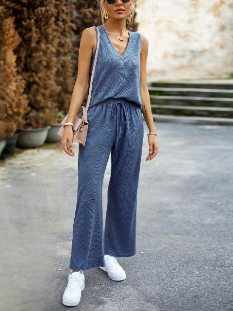 Temperament Elegant V-Neck Pants Two-Piece Set