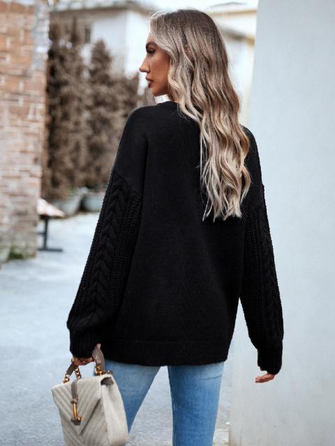 Round Neck Long Sleeve Knit Top