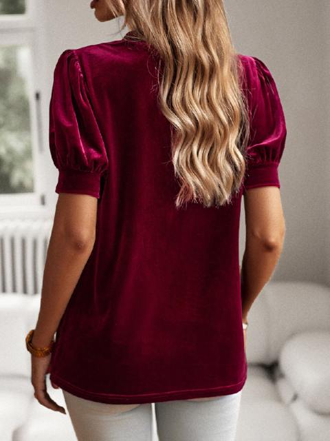 Elegant Solid Color Short Sleeve Top