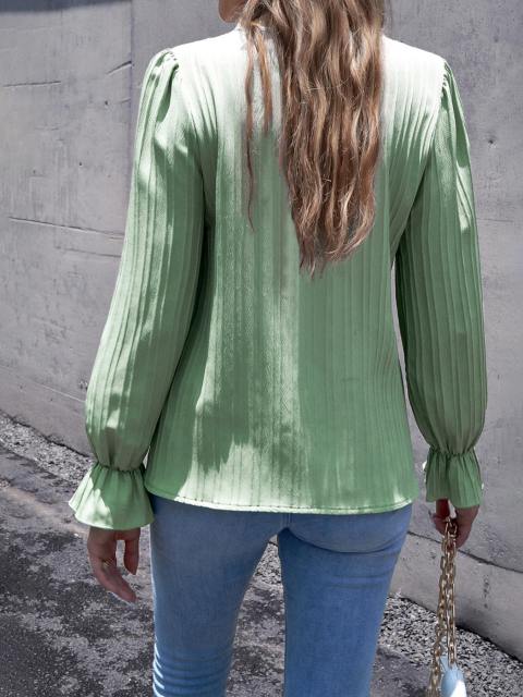 Patchwork Lace Flared Long Sleeve Top