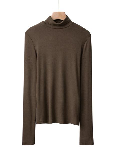 Solid Long Sleeve Mock Neck Tee Shirts