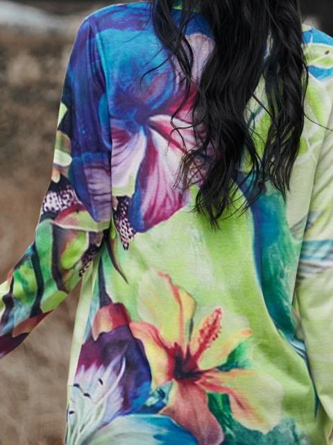 3D Round Neck Flare Print Long Sleeve T-Shirt