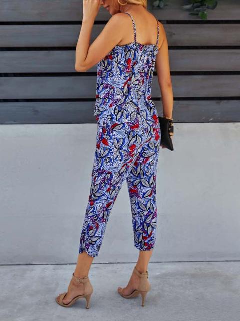 Printed Camisole Pants Vacation Two Piece Set