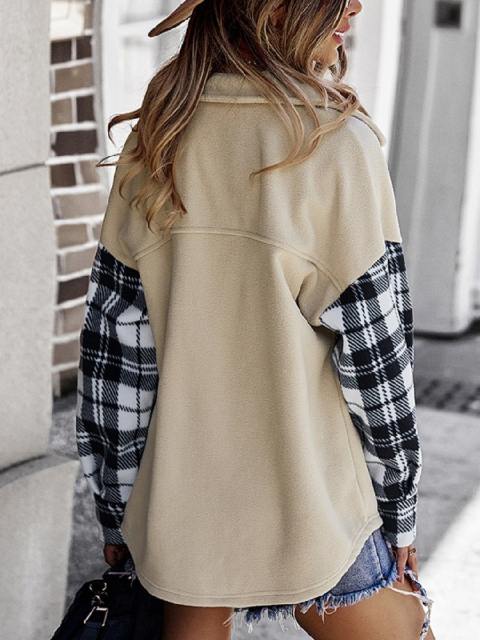 Cardigan Plaid Patchwork Button Jacket