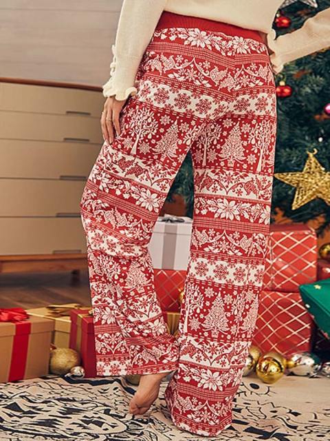 Christmas Holiday High Waist Loose Trousers