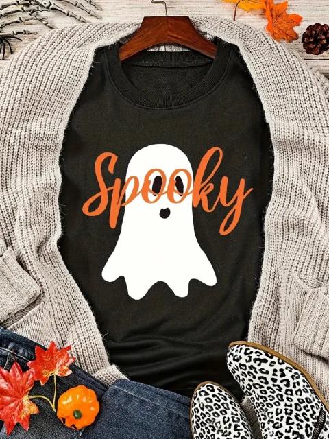 Halloween Spooky Ghost Print Sweatshirt