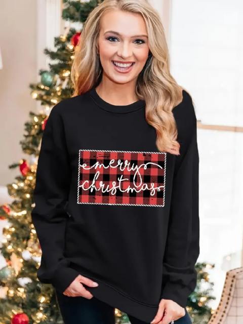 Casual Merry Christmas Print Sweatshirt