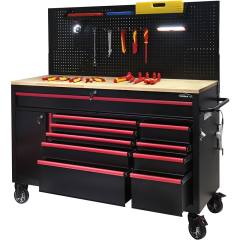 61 Inch Tool Cart with Back Hanging Board (10 drawers)