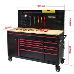61 Inch Tool Cart with Back Hanging Board (10 drawers)