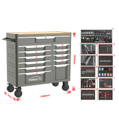 42 Inch 12-drawer Tool Cabinet with 11 XPE - 401PCS Tool Sets