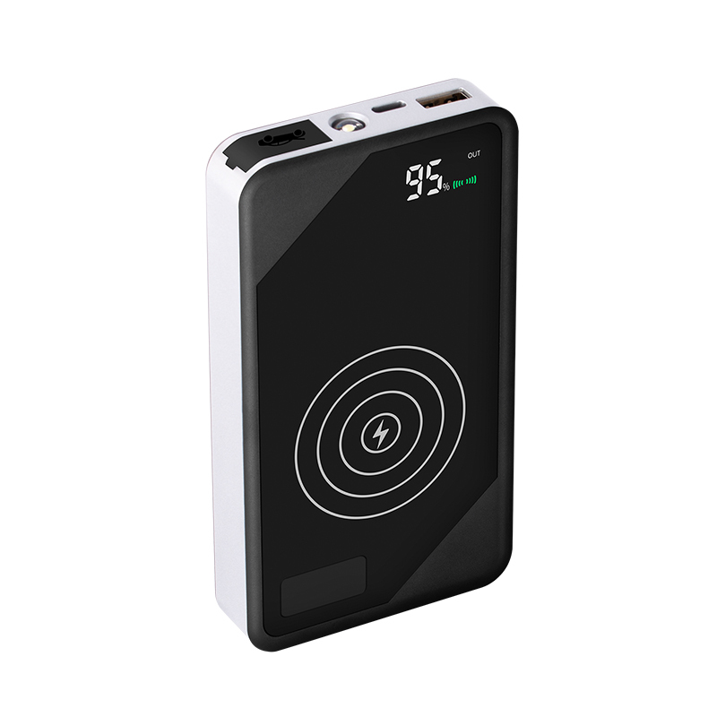 portable car battery jump starter power bank with smartphone wireless charger