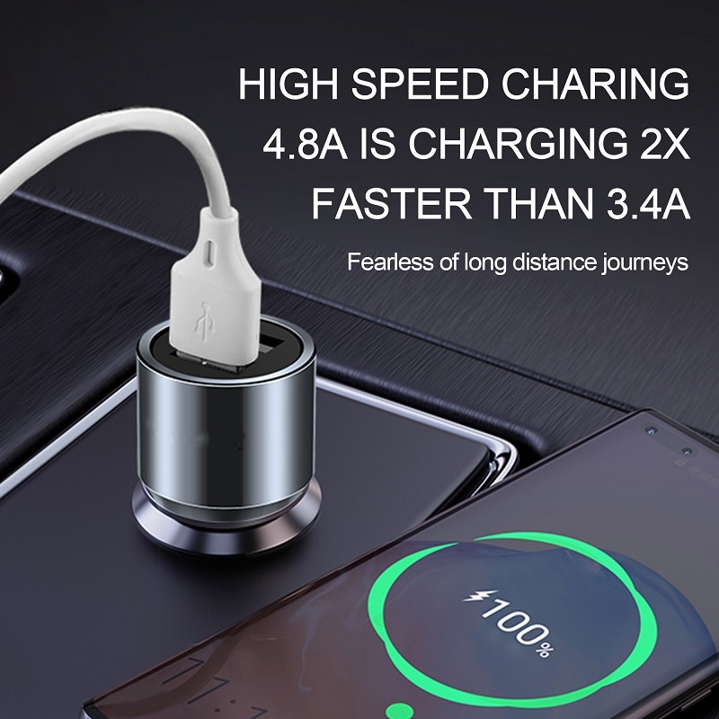 wholesale 4.8A 24W Aluminum USB Car Charger