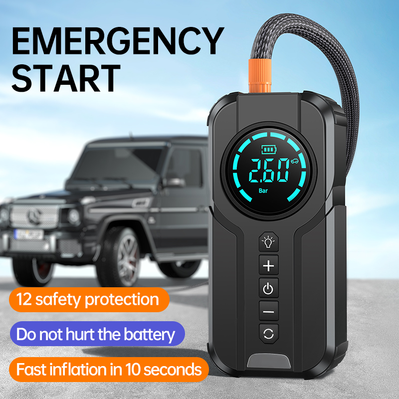 2 in 1 car battery charger 8400mah 12v jump starter with car tire inflator