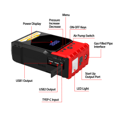 12v auto battery booster car jump starter power bank with tyre inflator
