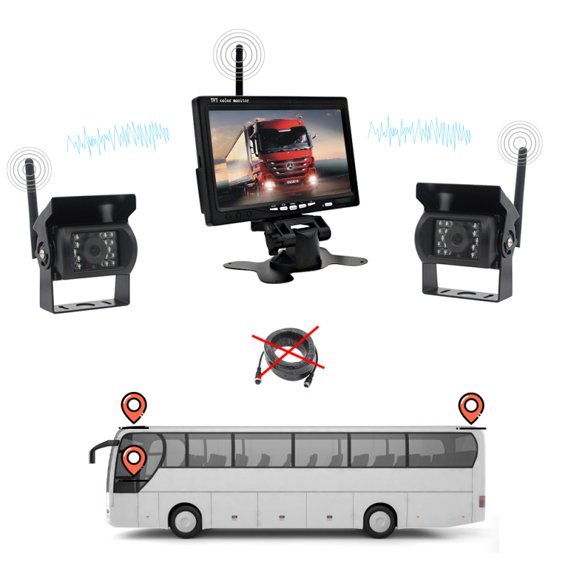 2.4G Wireless Reverse Reversing Camera 7" wireless truck camera system backup camera for Truck Bus Caravan RV Van Trailer