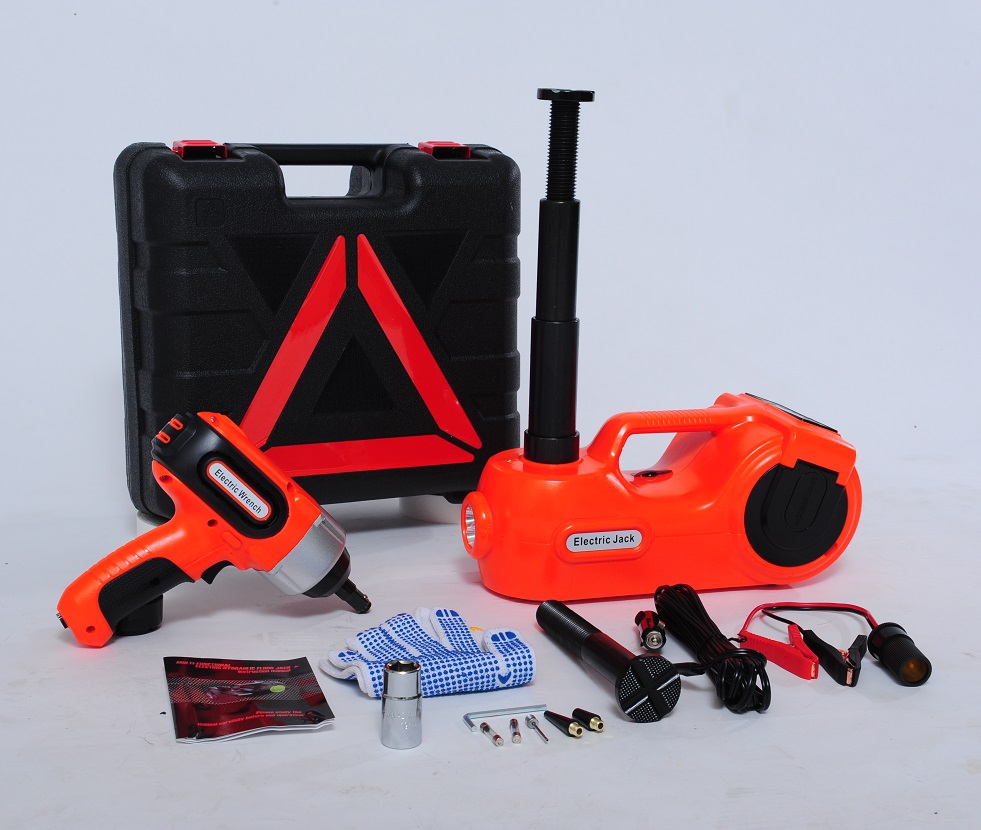 3 in 1 Portable 5T 12v floor lift 5 ton outdoor Electric Car Jack Kit with Air Pump and Eclctric Impact Wrench