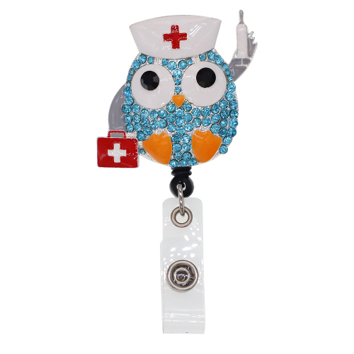 Doctor Owl Retractable ID Badge Reel,Name Card Holder,ID Badge Reel for Nurse