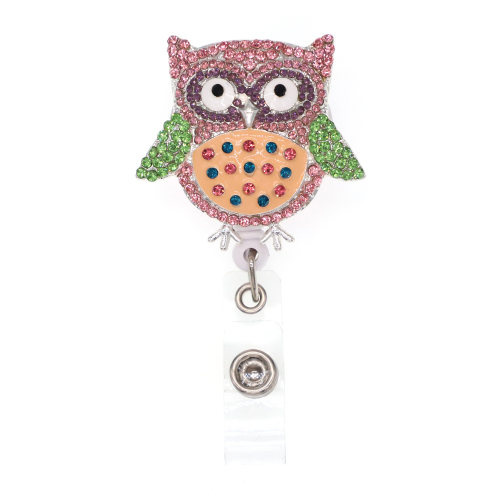 Colorful Owl Retractable ID Badge Reel,Name Card Holder,ID Badge Reel for Nurse