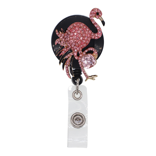 Pink Ostrich Retractable ID Badge Reel,Name Card Holder,ID Badge Reel for Nurse
