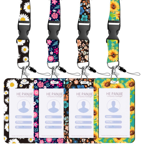 Small Fresh Flower Detachable Lanyard Small Floral Easy To Pull Out Pvc Student Card Card Card Sleeve