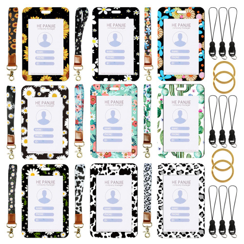 Thickened Polyester Ribbon Leopard Print Cow Print Floral Print Push-fit Card Set Pvc Transparent Phone Case Gasket Lanyard