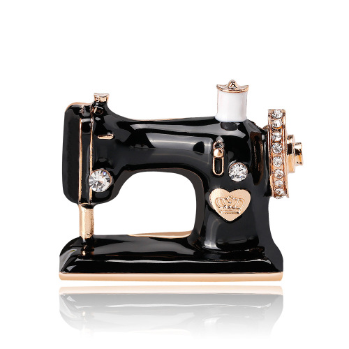 Creative model exquisite personality chest flower alloy inlaid diamond sewing machine brooches European and American drip oil broom