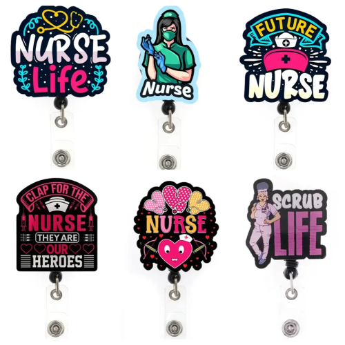 Nurse Accessories Acrylic id card holder Nursing Badge Reel Medical Badge Holder for hospital nurse doctor