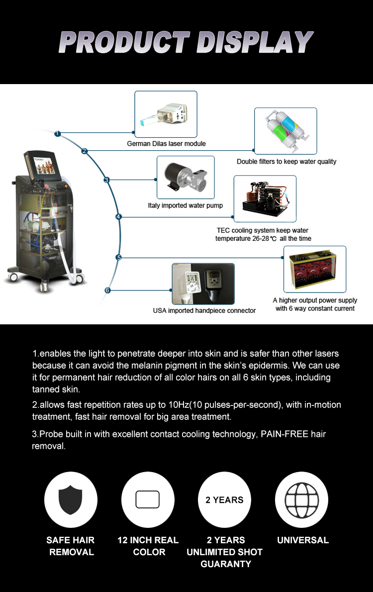 755nm 808nm 940nm 1064nm Diode Laser Hair Removal System