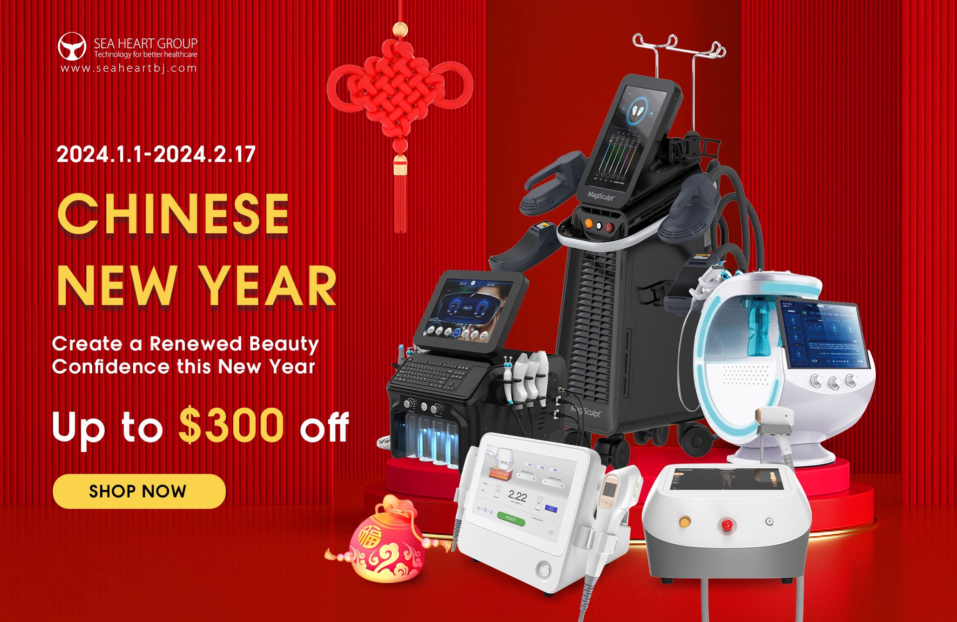 chinese new year promotion for beauty equipment of sea heart group