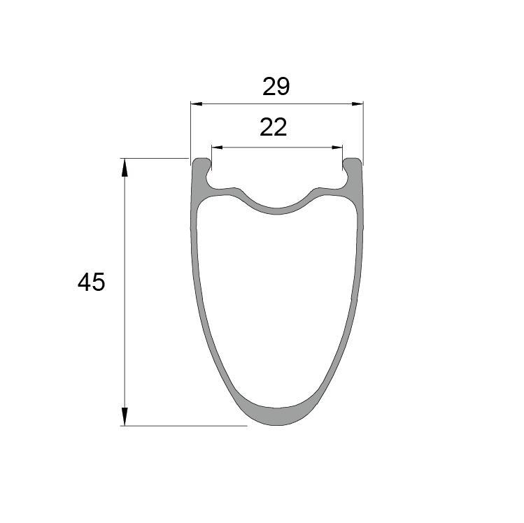 AR45X22C 700c 45mm Clincher Gravel Road Disc Carbon Rims