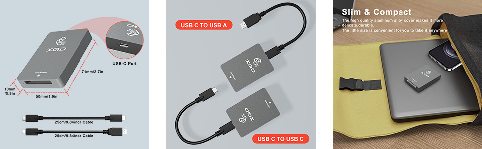 CFexpress B型卡读卡器、XQD卡读卡器、专业读卡器、USB 3.2 Gen 2读卡器、CFexpress卡高速数据传输、与索尼G/M系列XQD卡兼容、双槽设计适用于CFexpress和XQD卡、CFexpress和XQD卡快速数据传输、最高10Gbps传输速度的CFexpress卡读卡器、与CFexpress和XQD卡兼容。
