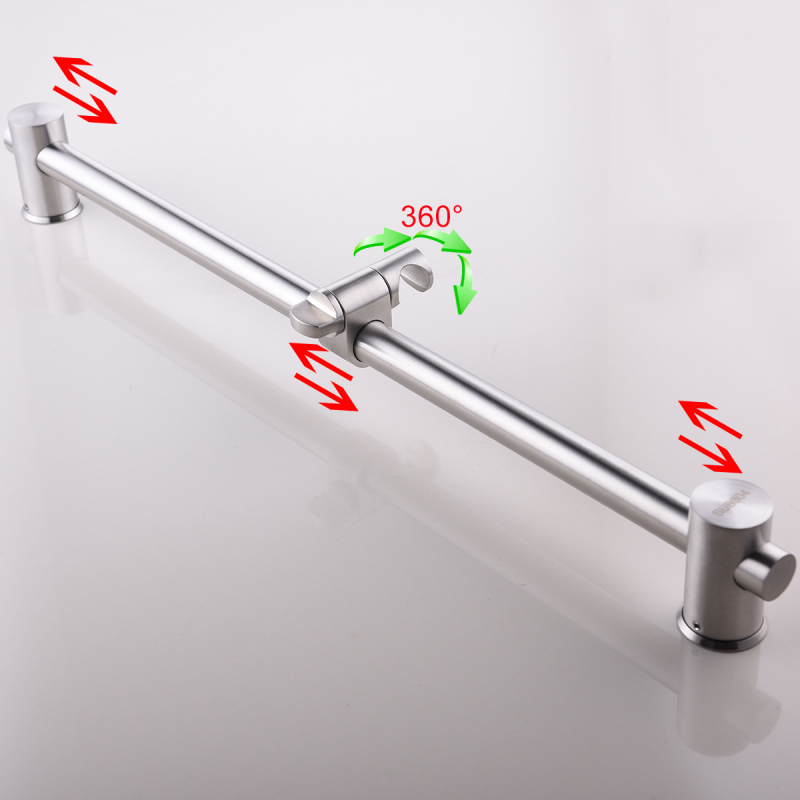 Tecmolog Stainless Steel Brushd Nickle Bathroom Faucet, Wall-Mounted Shower Set and Height Adjustable Sliding Bar SNA516/SNA516F/SBH156/SBH156F