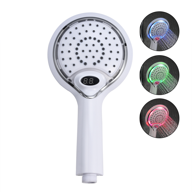 Tecmolog ABS Plastic Handheld Showerheads, Water Temperature Controlled Color Changing LED Shower-Head BS150W/BS150B