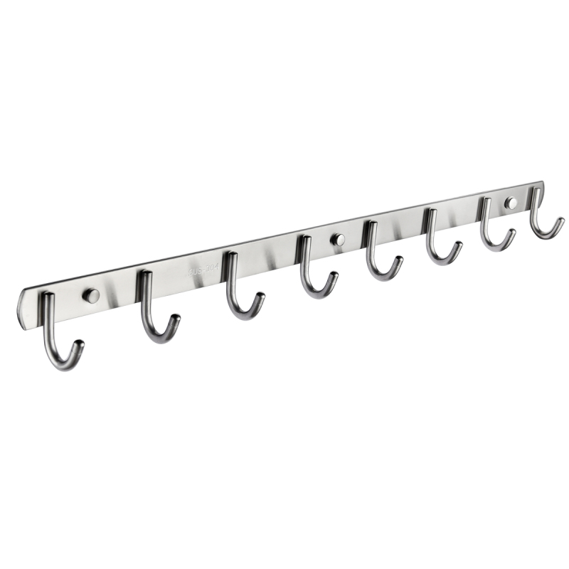 Tecmolog Stainless Steel Self Adhesive and Drill Coat/Towel Hook Rack Rail with  Heavy Duty Hooks, Brushed Nickel and Wall Mounted Hook SBH183-4
