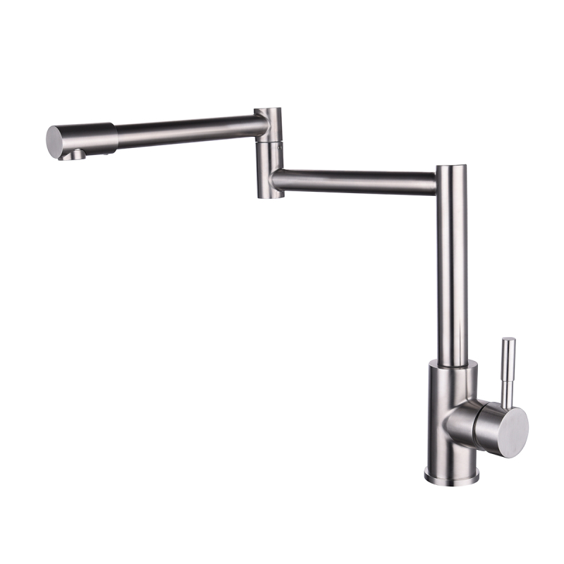 Tecmolog Stainless Steel Kitchen Sink Faucet with 360°Rotate Folding Extend Nozzle, G1/2"& G3/8" Hot&Cold Water Mixer Taps with 60cm Hose SNA157