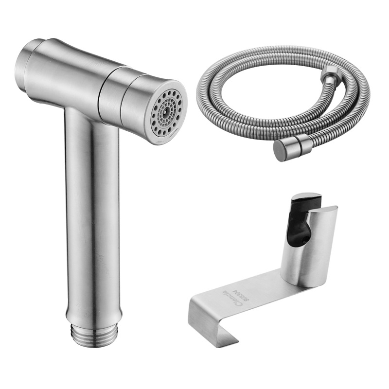 Tecmolog Stainless Steel Button Type 2-Ways mode Hand Held Shattaf, Brushed Nickle Bidet Sprayer Set WS024B/WS024BS/WS024BF/WS024BF6