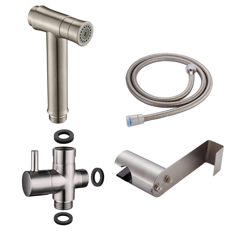 Tecmolog Stainless Steel Button Type 2-Ways mode Hand Held Shattaf, Brushed Nickle Bidet Sprayer Set WS024B/WS024BS/WS024BF/WS024BF6