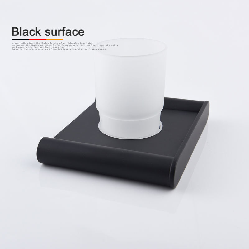 Tecmolog Black Cup/Tumbler Holder, 304 Stainless Steel Wall-mount Glass Single Cup Holders with Glass SBH198