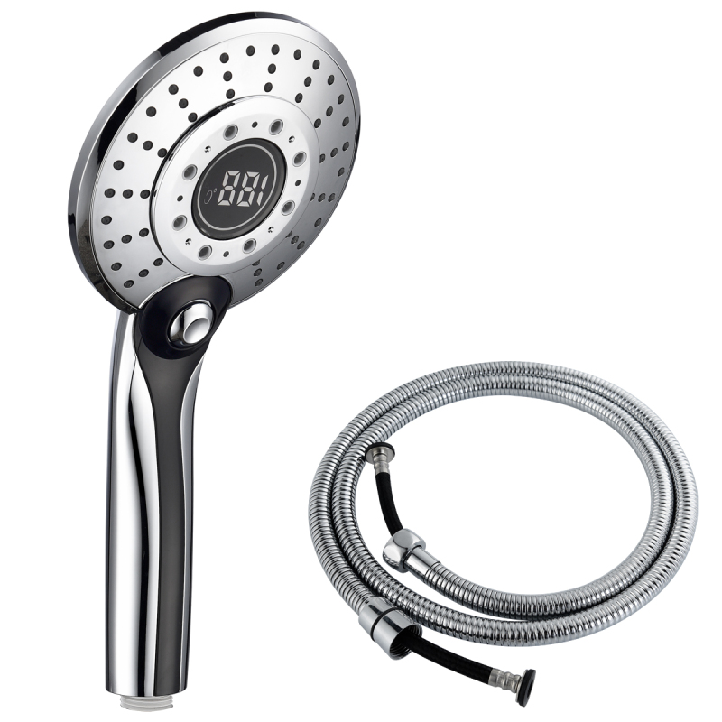 Tecmolog ABS Plastic Chrome Handheld Shower Head,3 Colors and 2 Water Flow Setiing, Glow LED Light Temperature Shower Head BS150C/BS150CF1/BS150CF