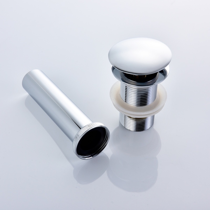 Tecmolog Bathroom Sink Drain Stopper Pop Up, Sink Pop Up Drain Brass, Bath Sink Drain without Overflow, Chrome