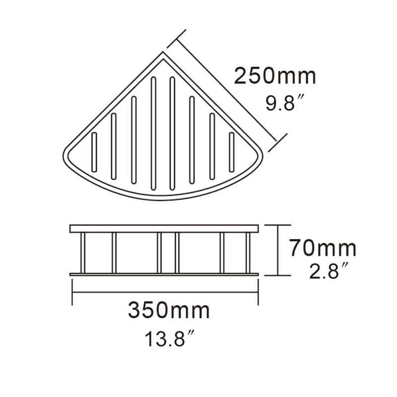 Tecmolog Stainless Steel Single Tier Triangle Shelf, Self Adhesive Cup Basket,  Bathroom Corner Drilling Holder SBH155D/SBH155E