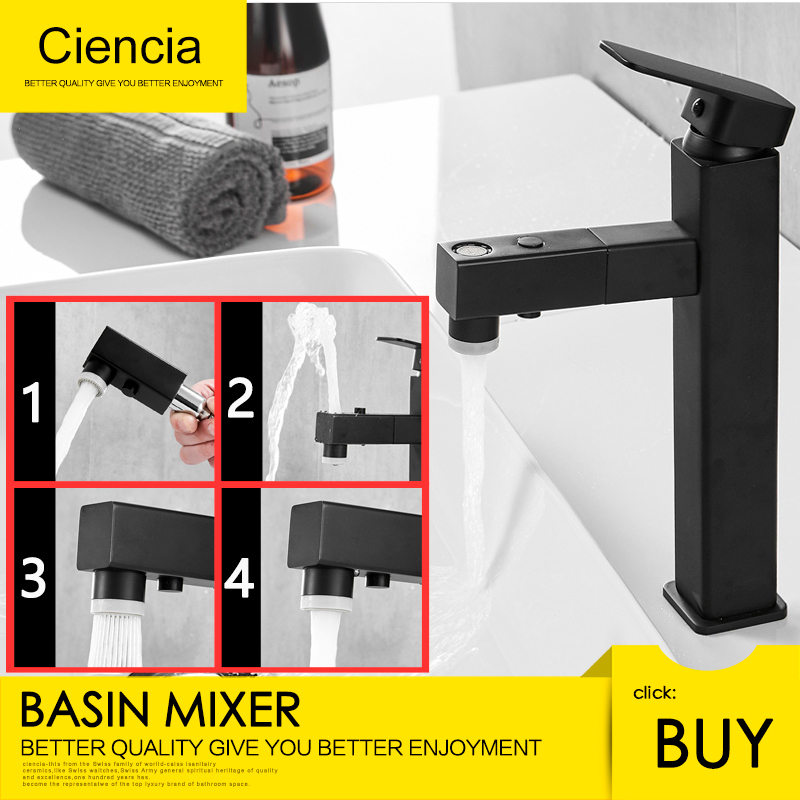 Tecmolog Basin Faucet Multi-Functional Hot And Cold Water Pull Out Faucet BB6230/BB6230A/BB6230B/BB6230C/BB6230D