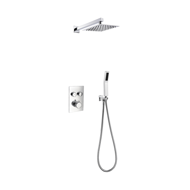 Tecmolog Thermostatic Shower System Wall Mounted Rain Mixer Shower Combo Set with Rough-In Valve Body and Trim BC314C