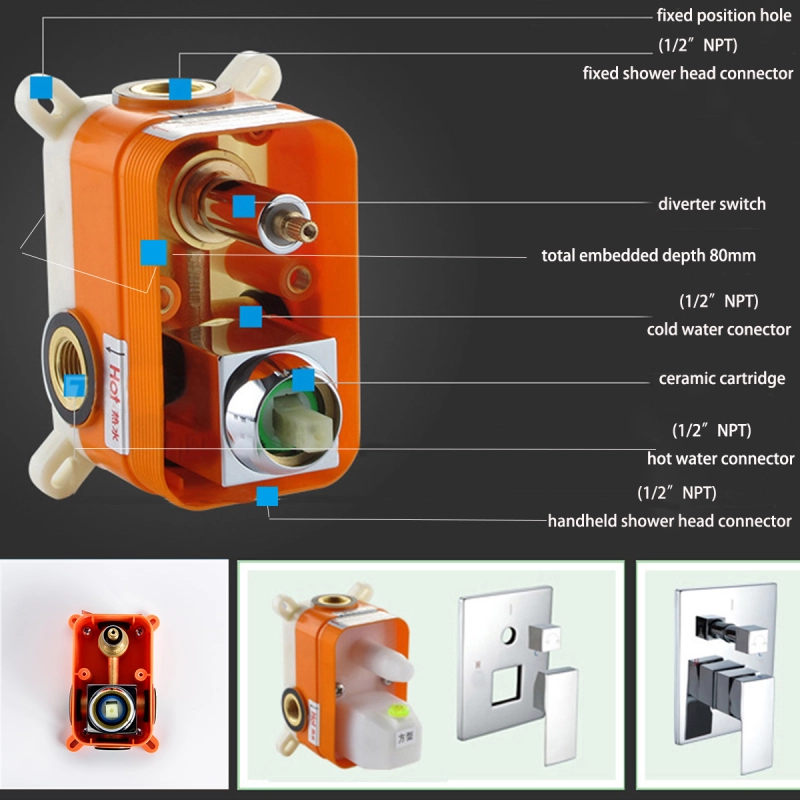 Tecmolog Shower Combo Set Brass body Wall Mounted Shower Systems with Rough-In Valve Body BC314B