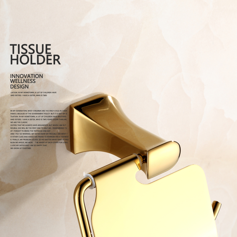 Tecmolog Brass Golden Toilet Roll Paper Holder, Wall Mounted Tissue Rack, Bathroom & Kitchen Hardware BH496AJ